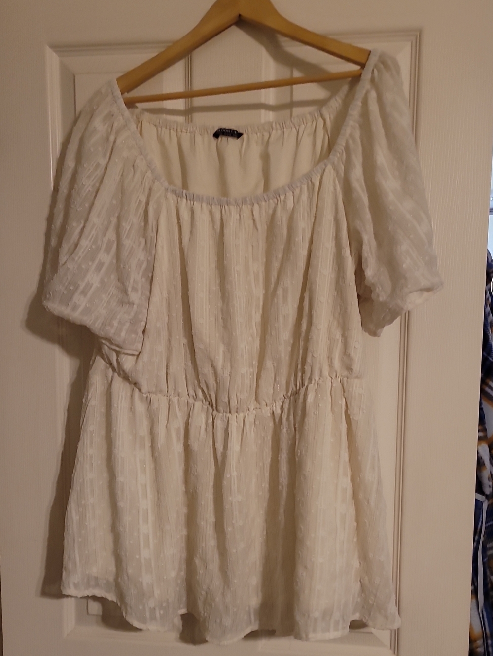 BloomChic Cream Off-Shoulder Peasant Tunic